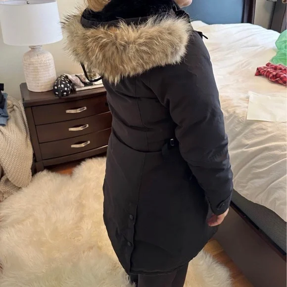 Women's Canada Goose Black Parka with Fur Trim - Picture 5 of 11